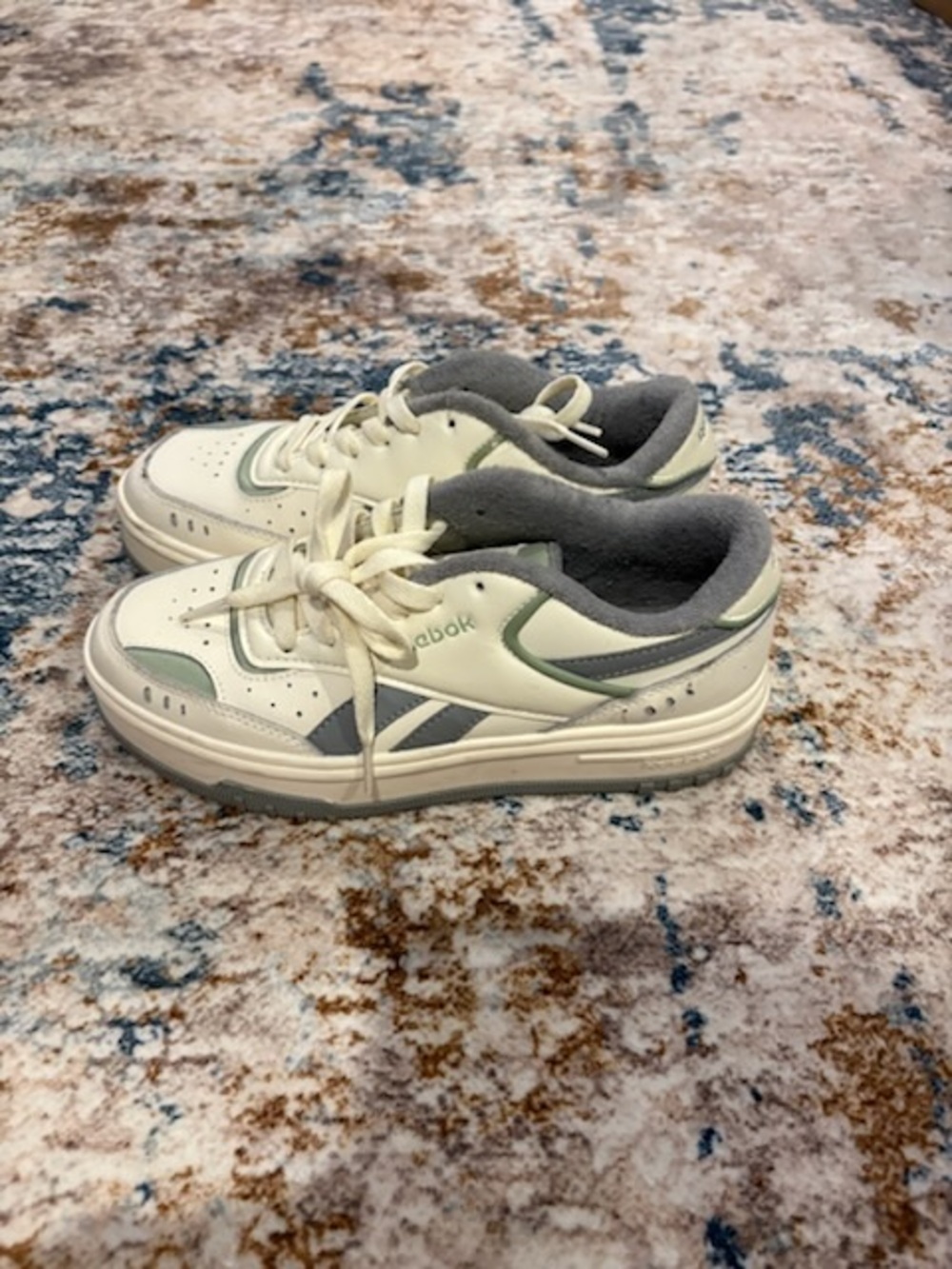Reebok Kids White, Gray and Light Green Low-Top Sneakers